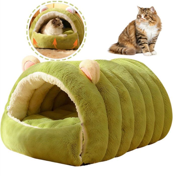 Niche pour chat - PZCC - Démontable - Chauffage efficace - Imperméable - Anti-humidité - 60x45 cm - Vert - Matériau doux