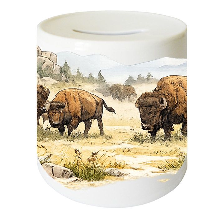 Tirelire les bisons en céramique 9 5 cm Cbkréation