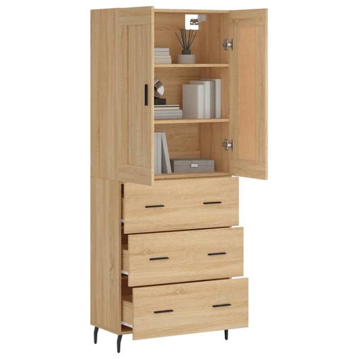 (6512)Meuble rangement - Buffet haut - contemporain - Chêne sonoma 695x34x180 cm Bois dingénierie poid:57.75 kg