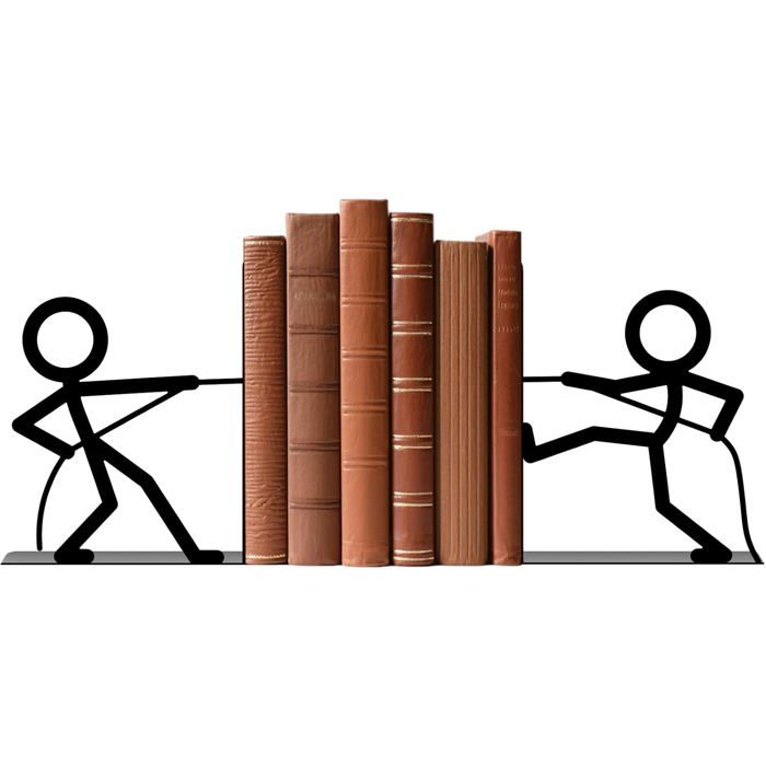 1 Paire de Serre-Livres métalliques Noirs pour étagères Serre-Livres Fantaisie en Forme de Personnages Jouant au tir à la Corde