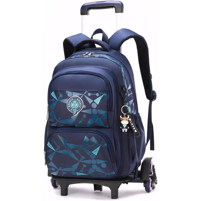Cartable à roulettes enfant - Amythe - Sac à dos trolley - 6 roues silencieuses - Chariot amovible