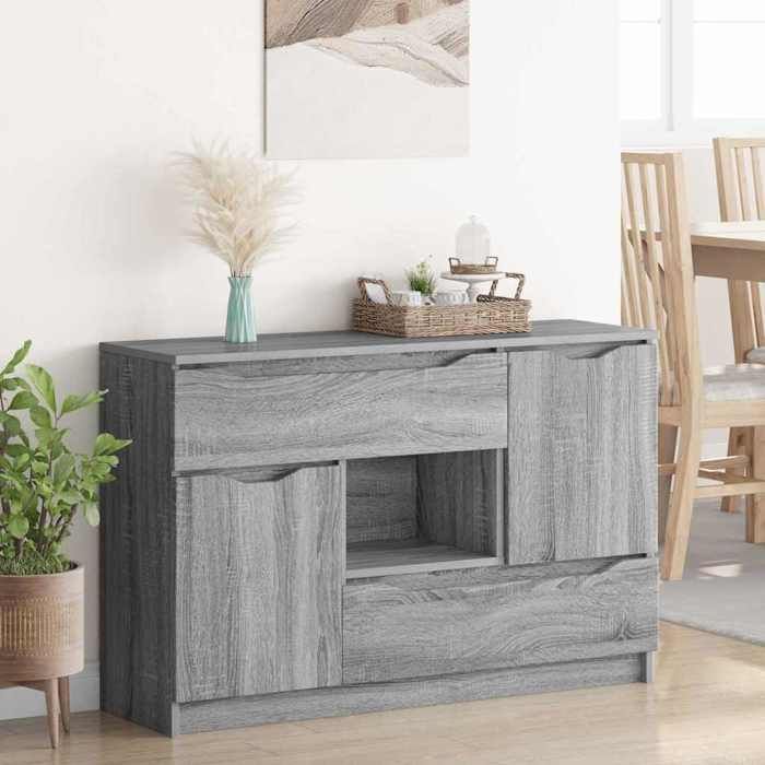 Gris Commode Salon CHIC Buffet bas/Cabinet 1 PC Gris Sonoma 100x30x65 6 Bois dingénierie 65.5x30x100 cm N12175