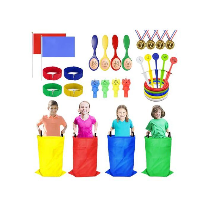 Jeux de plein air pour enfants - WAYLIPUN - PTG03 - 36 pièces - Ensemble 4-en-1 - Multicolore