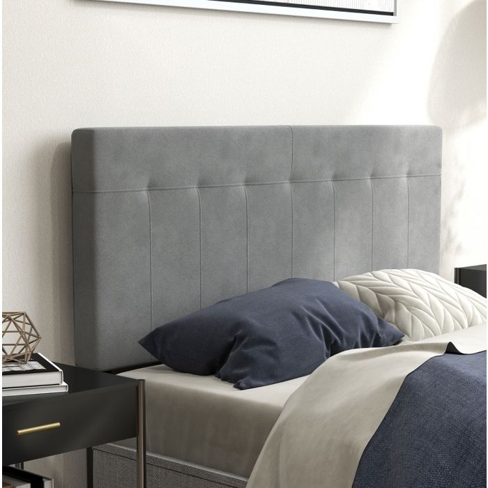 Tête de lit gris 140 x 10 x 106/116/126 cm réglable en hauteur rembourrée effet velours pieds métalliques