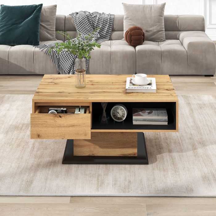 Merch Table Styling Table basse en bois, Avec un tiroir sans poignée, Un compartiment de ...