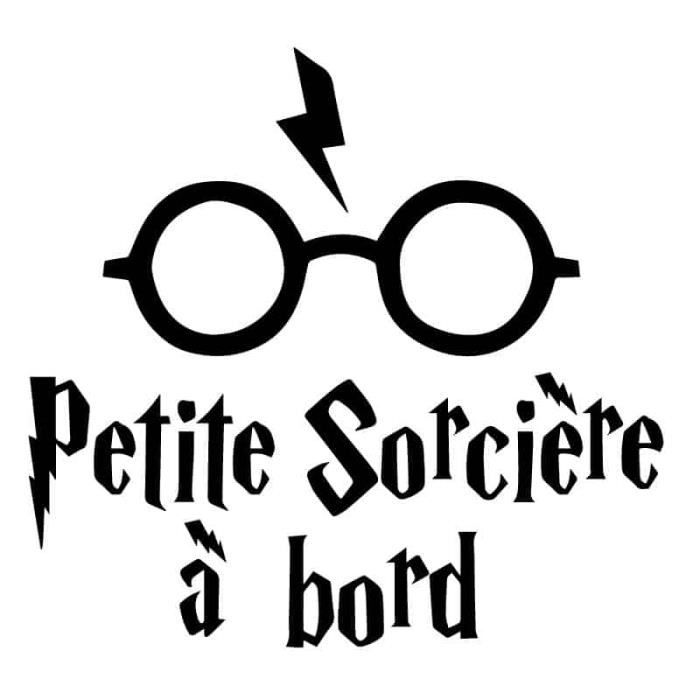 STICKER BEBE A BORD PETITE SORCIERE J0119 Noir Mat