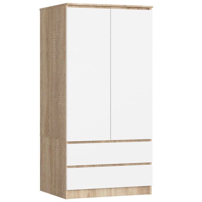 Armoire AKORD S60 Chêne Sonoma 60 cm 2 portes 2 tiroirs façade Blanche 1 étagère 60x51x180 cm Armoire AKORD S60 Chêne Sonoma 60 cm 2 portes 2 tiroirs façade Blanche 1 étagère 60x51x180 cm