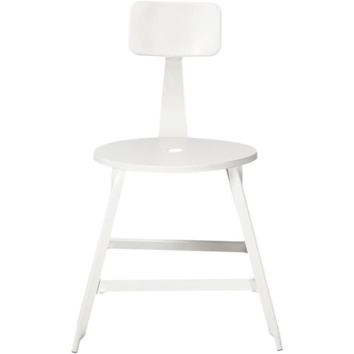 chaise de salle à manger - athm design - loft blanc - pieds et assise en métal - lot de 2