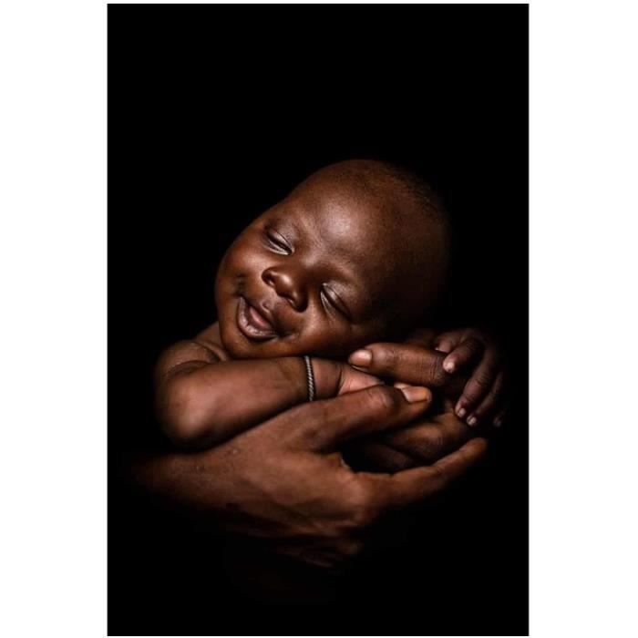 Impressions Sur Toile Africain Dormir Noir Bebe Mur Art Peintures Photo Affiche Salon Chambre Avec Cadre 40x60cm Cdiscount Maison