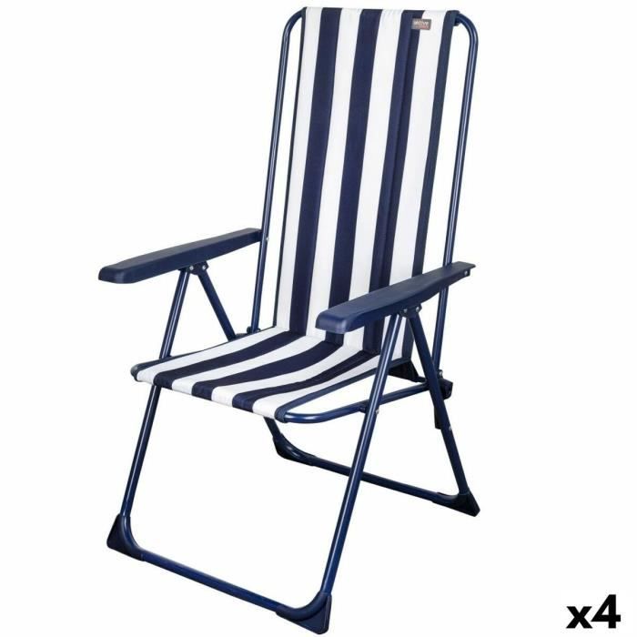 Chaise De Plage Pliante Aktive Basse – Rayures Bleues, Structure Aluminium, Textilène, 110 Kg Max - 8