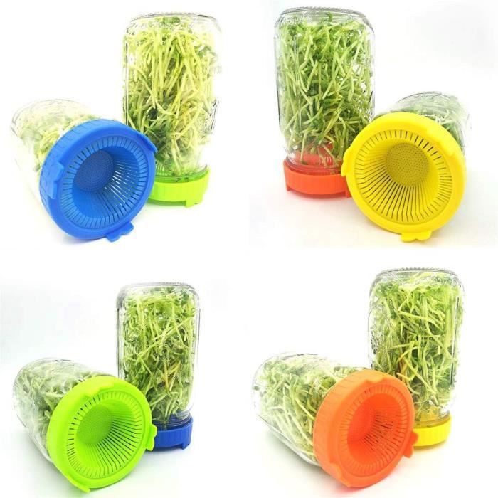Lot De 2 Couvercles De Germination Avec Filtre Inox – Pour Bocaux Mason 86mm, Faire Pousser Graines, Brocoli, Soja, Vert