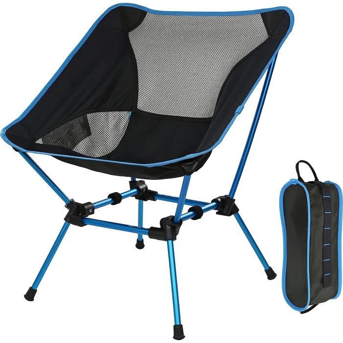 Chaise De Camping Pliante Vintage - Fer Et Toile Bleue - Pliante, Fabrication Française