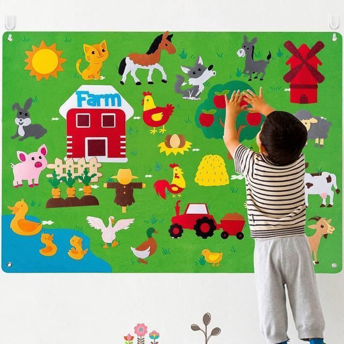 Jouets éducatifsGraphiques De Flanelle De Pour Enfants garçons et filles- Farm Animals Felt Board Set