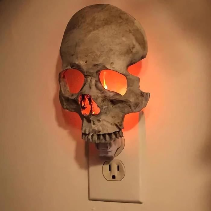 Lumière De Crâne Humain, Lampe Nuit Crâne Gothique Réaliste 3D ...