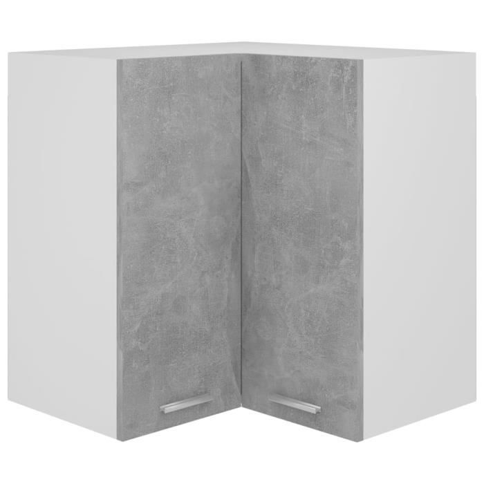 the living store -  armoire d'angle suspendue gris béton 57x57x60 cm aggloméré - meubles de cuisine - tls806394