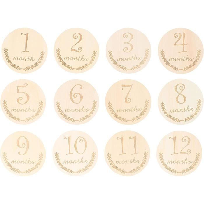 Cartes Mois Bébé En Bois DBREAKS - 14 Cartes De La Naissance à 1 An - Cadeau Naissance