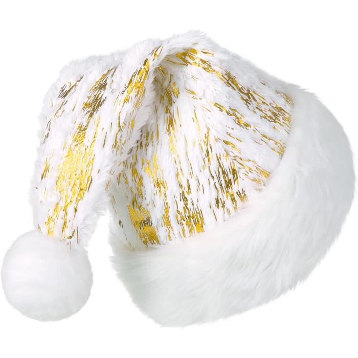 Chapeau De Père Noël De Père Noël Adulte, Chapeau De Luxe De Père Noël En Velours Blanc