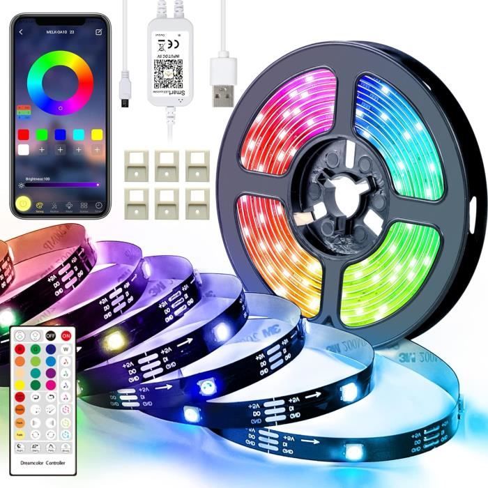 Ruban LED USB Multicolore 5m avec Télécommande