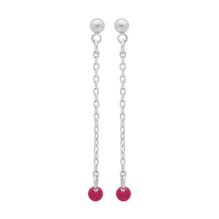 Boucles D'oreilles Pendantes En Argent 925 Rhodié Avec Zircons - Marque Tata Gisèle, Neuves