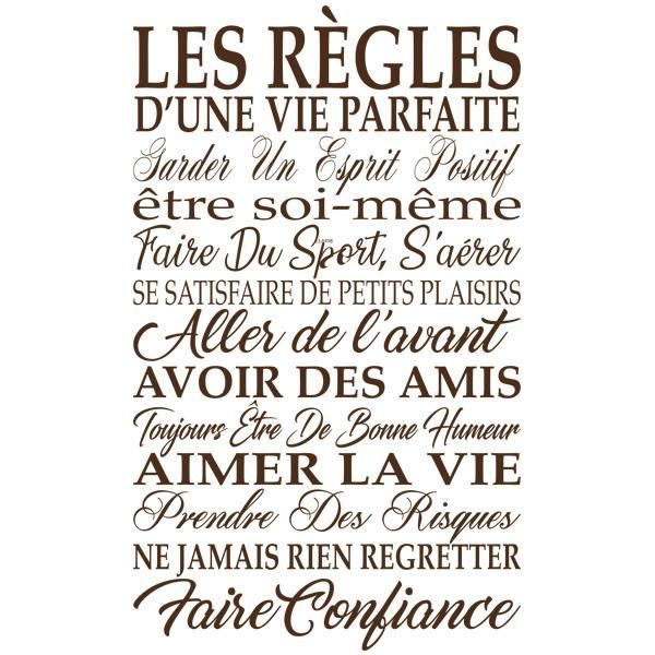 Sticker Texte Citation Les Regles D Une Vie Parfaite 60x36 Cm Marron Tex038 Cdiscount Maison