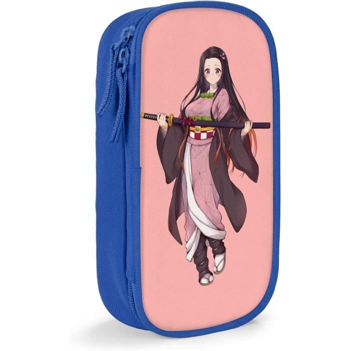 Trousse Demon Slayer Kimetsu No Yaiba - 20x8x8 Cm, 2 Compartiments Zippés, Motif Tanjiro Et Nezuko