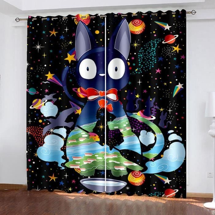 Rideaux Occultants Enfant Motif Chat 3D - Lot De 2 Panneaux 140x160 Cm - Isolation Thermique Et Phonique, Oeillets Métal - 5