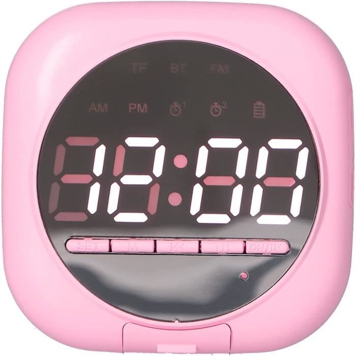 Cuifati Réveil Bluetooth 5.0 Miroir Multifonction – Grand écran LED, Haut-parleur Sans Fil, Radio FM Intégrée, Batterie 1600 MAh, Design Moderne Pour Chambre