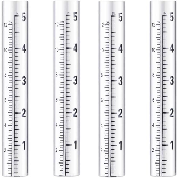 Pluviomètre Jardin Verre Ibasenice Avec Support Spirale - Double Échelle + Tubes De Remplacement