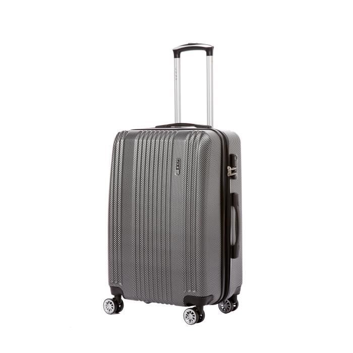 LYS - valise pas cher taille moyenne extensible gris 66 x 43 x 28