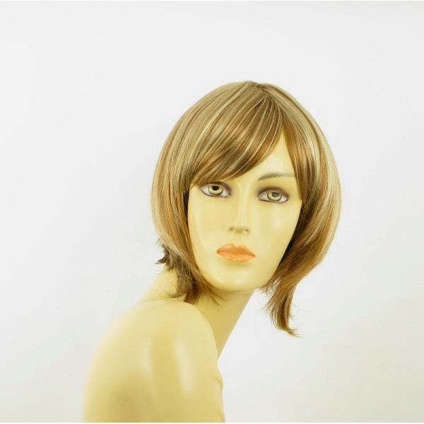 Perruque Femme Courte Blond Foncé Mèches Claires LOUISE F27613 – Synthétique, Neuf