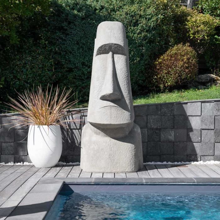 Statue de jardin moai géant de l'ile de pâques en fibrociment 2m