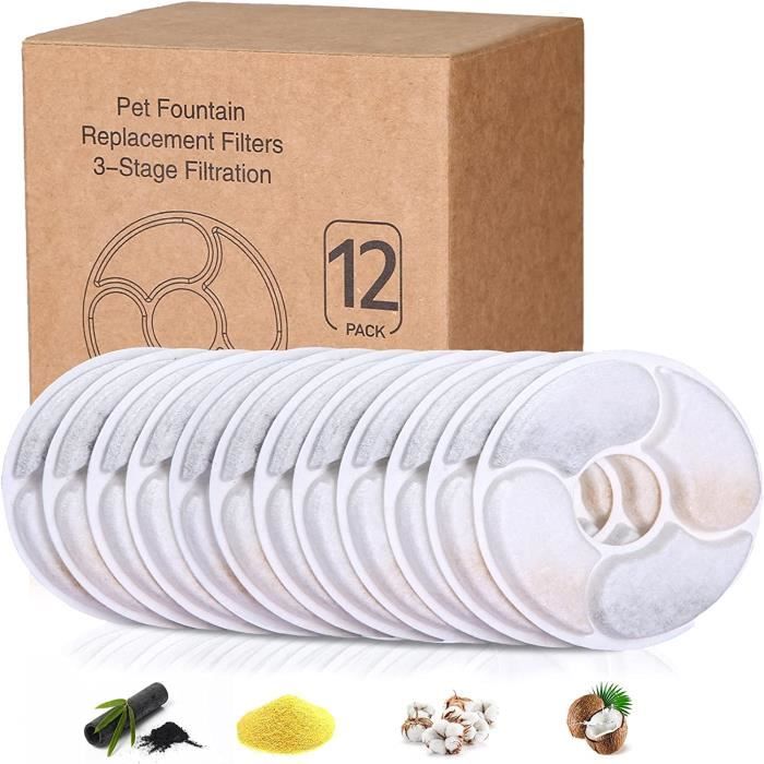Lot de 12 Filtre fontaine eau chatFiltre fontaine chatFiltre fontaine eau chat fleurFiltres Fontaine Eau Chat avec Charbon[~4]