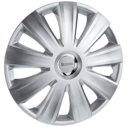 4 Enjoliveurs Michelin 13 Pouces Argentés – Système NVS Réfléchissant, Montage Facile – Pour Jantes Acier