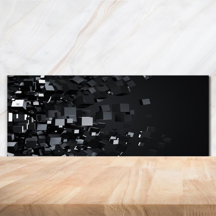 Tulup 125x50cm Crédence de cuisine sur verre sécurité:- Art: moderne classique - Abstraction 3d - Noir Marron