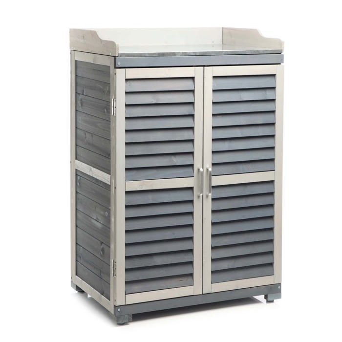 Rangement d'exterieur modele armoire de jardin en bois - Gris