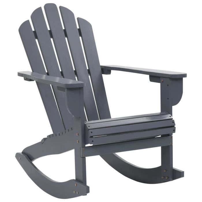 Fauteuil à bascule - Chaise de jardin en bois gris