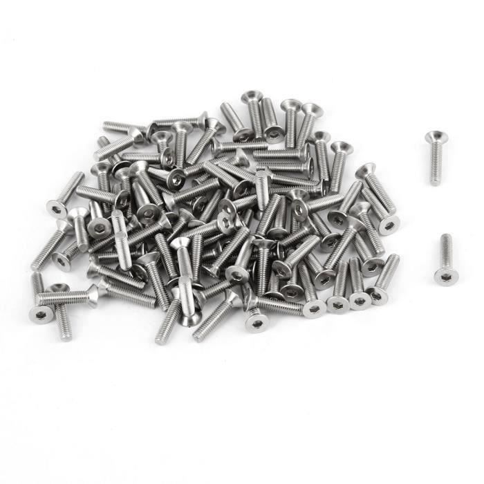M3X25mm Acier Inoxydable 304 Tête Capuchon Fraisée Hexagonale Prise Vis 50Pcs
