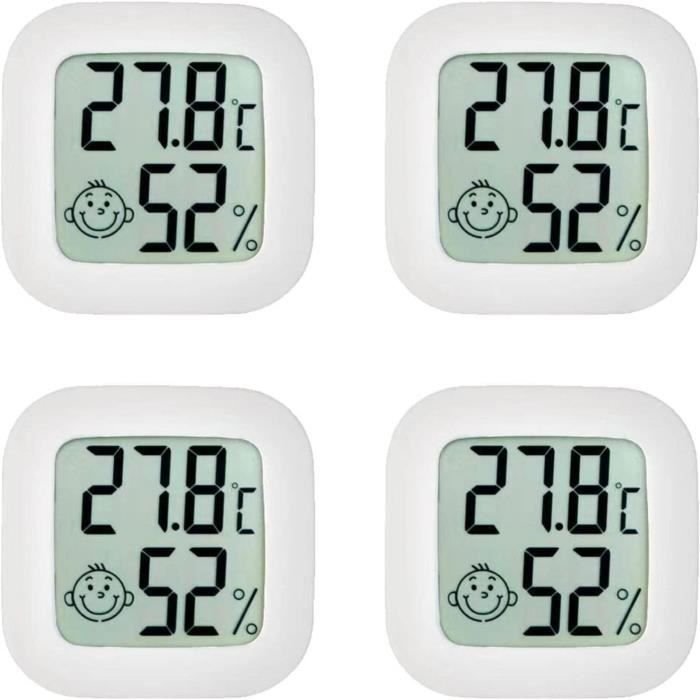 [4-Pack] Thermomètre d'ambiance intérieur | Hygromètre numérique Intelligent | Moniteur température Maison | Humidimètre capteur