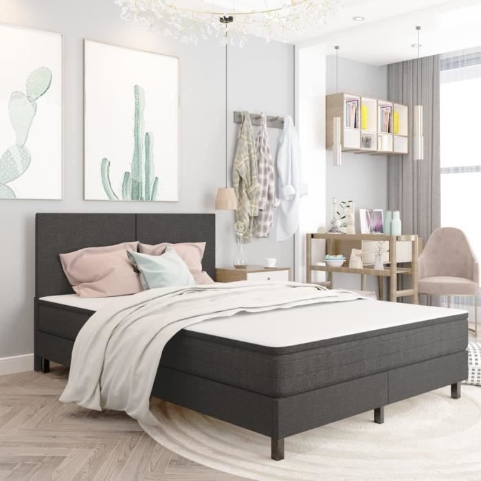 PET Sommier tapissier Gris Tissu 160 x 200 cm - PET64526