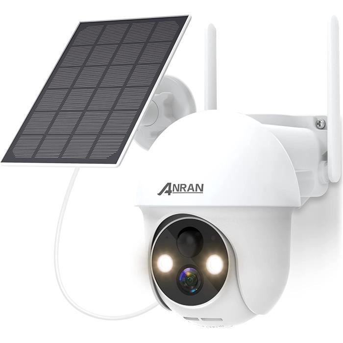 ANRAN Q01 Caméra Surveillance solaire 2K 3WiFi Extérieur sans Fil Orientable 360° avec Batteries, PIR Détection Humaine