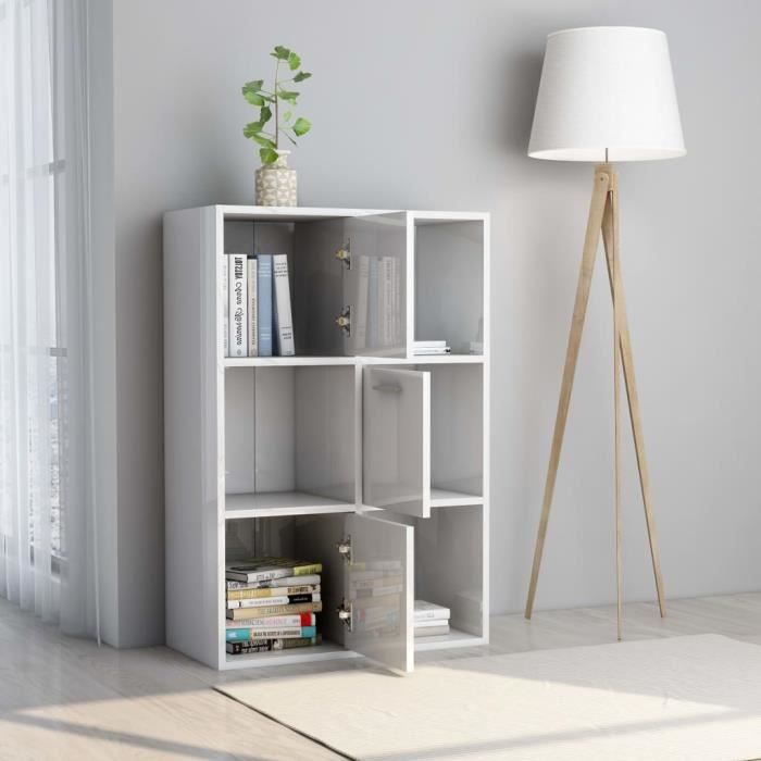 super armoire de rangement armoire de chambre contemporain - meuble de rangement blanc brillant 60x29,5x90 cm aggloméré @980391