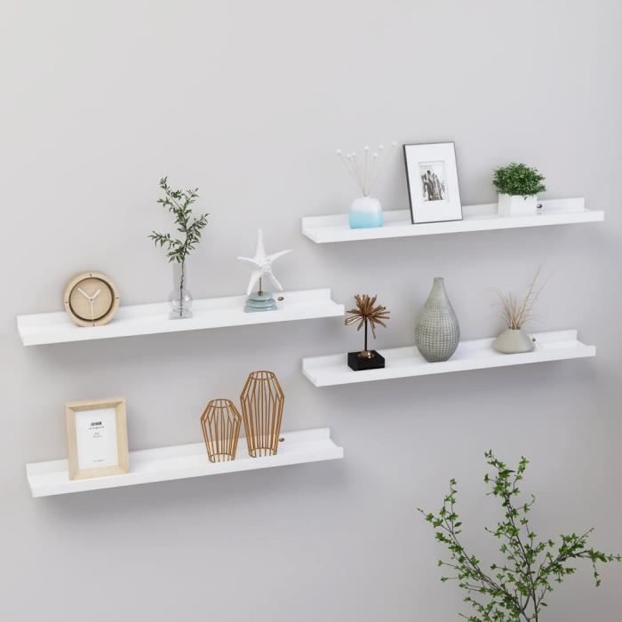 Étagères murales 4 pcs Blanc 60x9x3 cm Étagère pour salon - EU11698