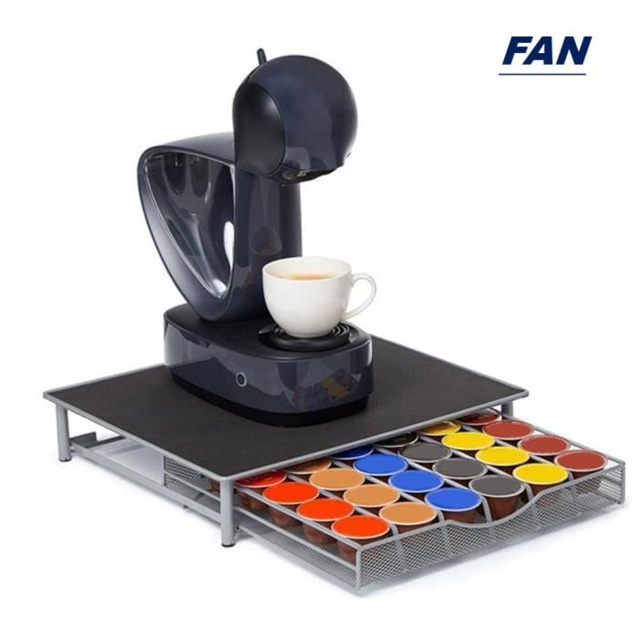 Support à Capsules De Café En Fer Et Bois - Rangement Décoratif Pour Comptoir De Bar Ou Cuisine, Avec Couvercle