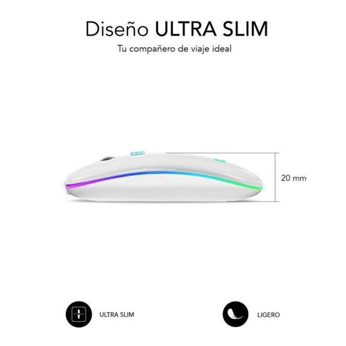 Souris SUBBLIM SUBMO-LDFLAT2 – Bureau Ambidextre RF + Bluetooth 1600 DPI - vue 4
