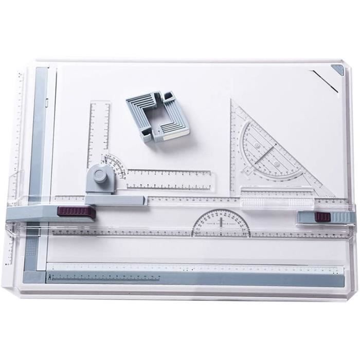 DirkFigge A3 Planche à dessin professionnel avec système de mesure dangle de mouvement parallèle 50 x 36,5 cm 