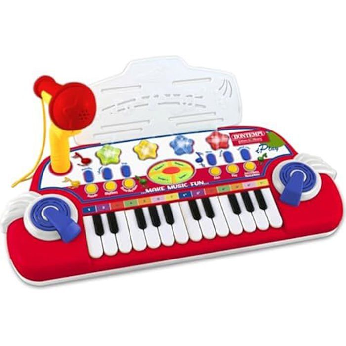 Jouet musical - BONTEMPI - MiniKeyFun - Clavier 24 touches - Microphone intégré - Pupitre de lecture
