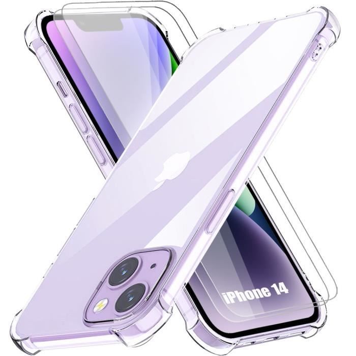 Kit Protection IPhone : Coque Antichoc TPU + Verre Trempé Pour IPhone 11 à 14 Pro Max - Transparent