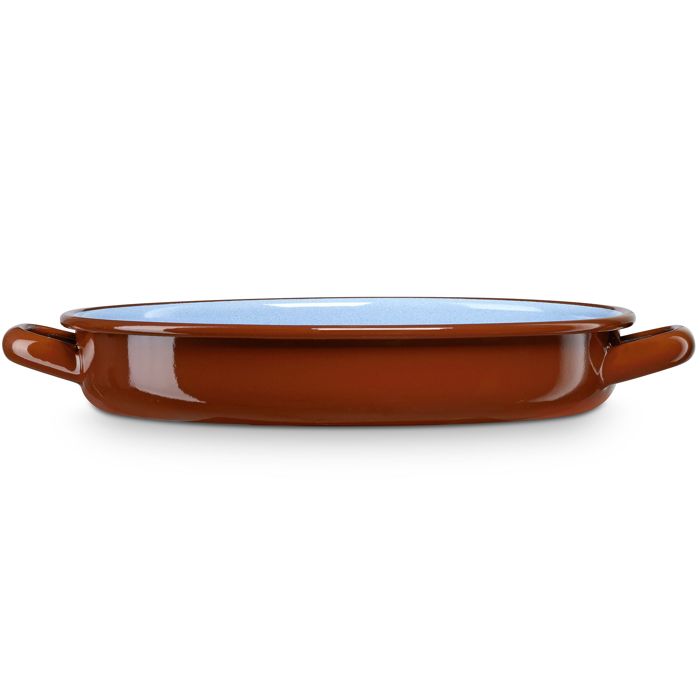Cocotte Basse à Induction 40 cm Casserole 7 L Acier Émaillé Vintage Tous Feux Briebe Terra  Marron