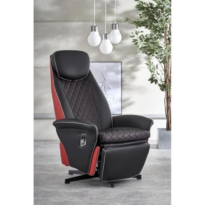 fauteuil inclinable design - noir/rouge
