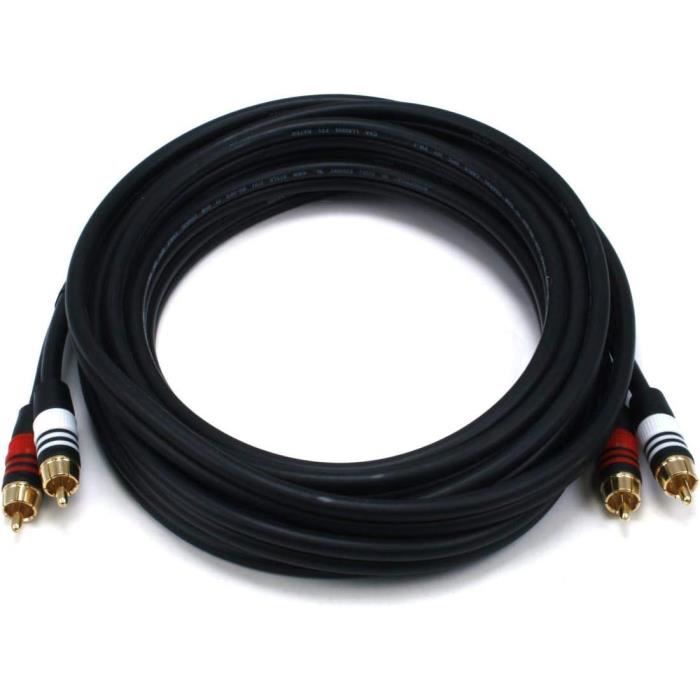 Câble Audio-vidéo RCA 3x Mâle - 1,8 M, Noir, Pour TV, Caméscope, Console, Lecteur DVD